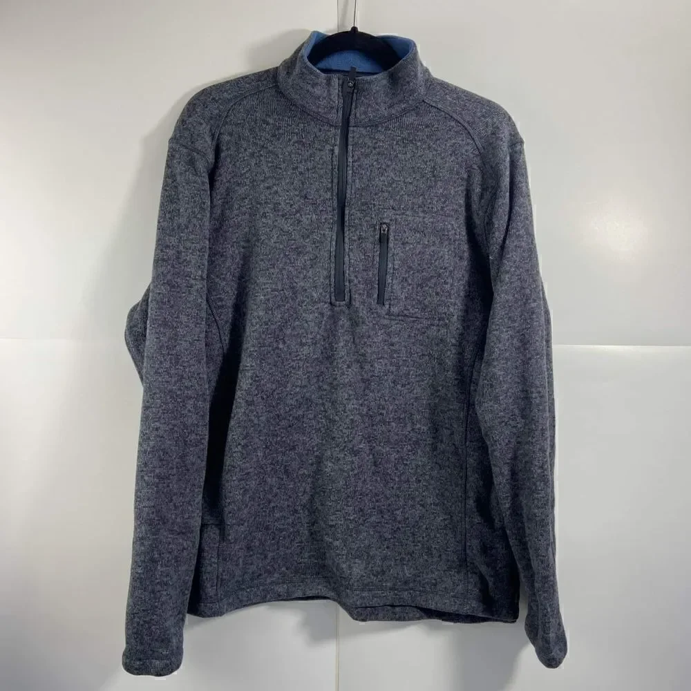 Woolrich men's large 1/2 Zip Fleece Mock Neck Fleece Pullover Sweater Mixed Gray